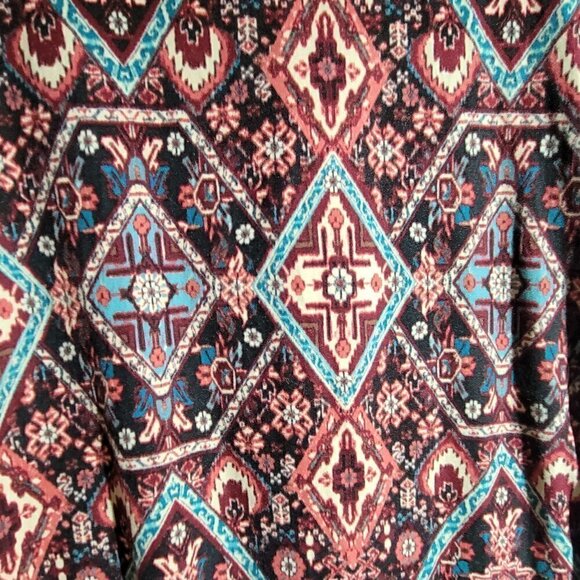 No Boundaries Maroon Multicolored Aztec Design Midi Form Fitting Dress Size Larg - Picture 7 of 8